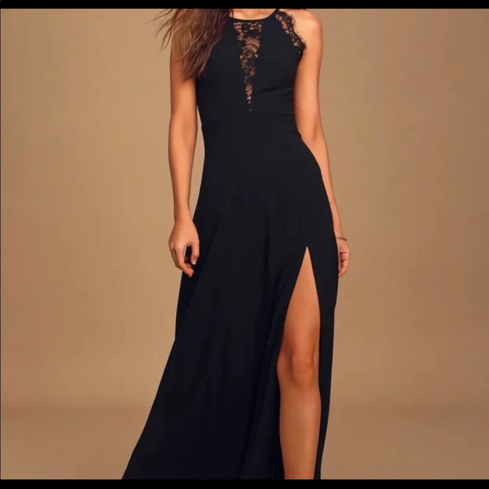 Lulus black lace maxi dress